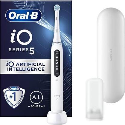 Productafbeelding Oral-B Elektrische tandenborstel iO5 Oplaadbaar, Voor volwassenen, Inclusief aantal opzetborstels 1, Wit (Oscillerende tandenborstel)