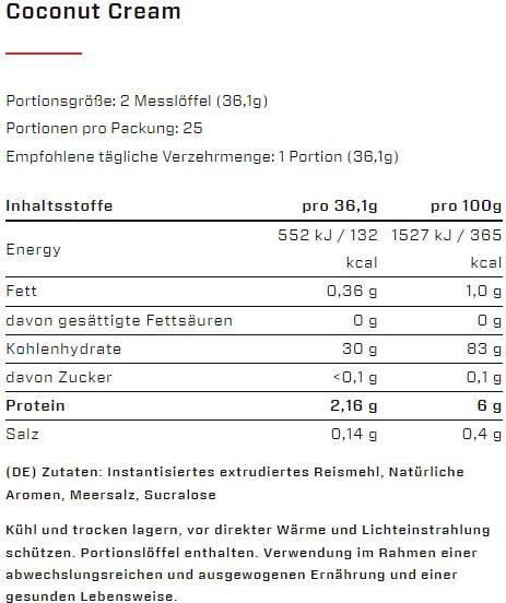 Nutritional values and ingredients Vast Instant Rice Pudding (900G tin) (900 g)