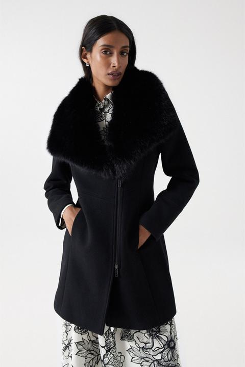 Image du produit Salsa Jeans Manteau en laine Wool Coat With Fur Collar