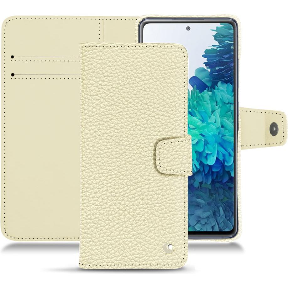 Noreve Lederschutzhülle Wallet (Samsung Galaxy S20 FE), Smartphone Hülle, Weiss