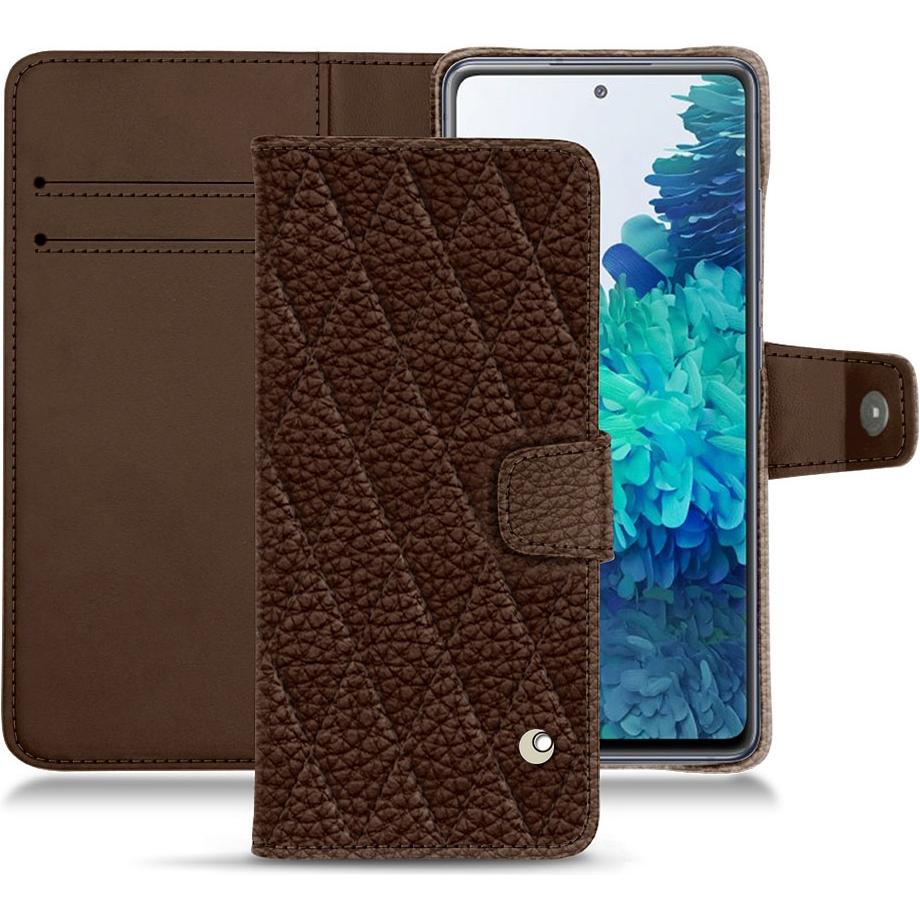 Noreve Lederschutzhülle Wallet (Samsung Galaxy S20 FE), Smartphone Hülle, Braun