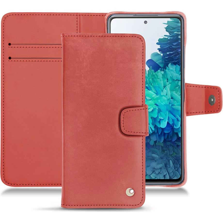 Noreve Lederschutzhülle Wallet (Samsung Galaxy S20 FE), Smartphone Hülle, Rot