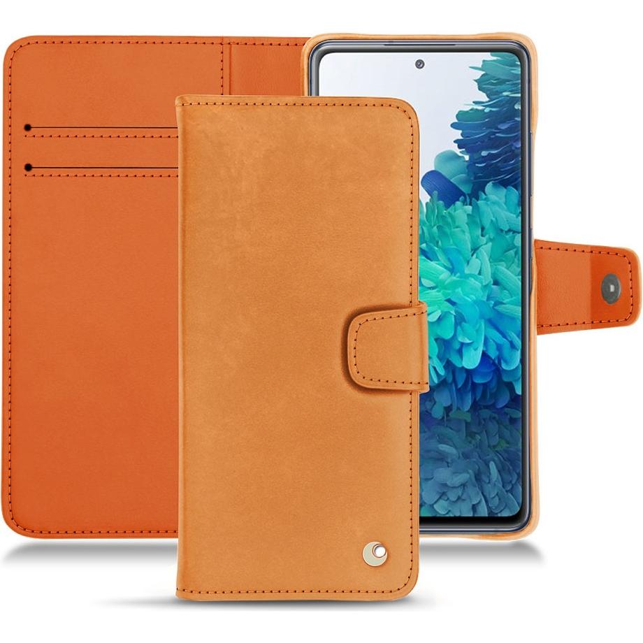 Noreve Lederschutzhülle Wallet (Samsung Galaxy S20 FE), Smartphone Hülle, Orange