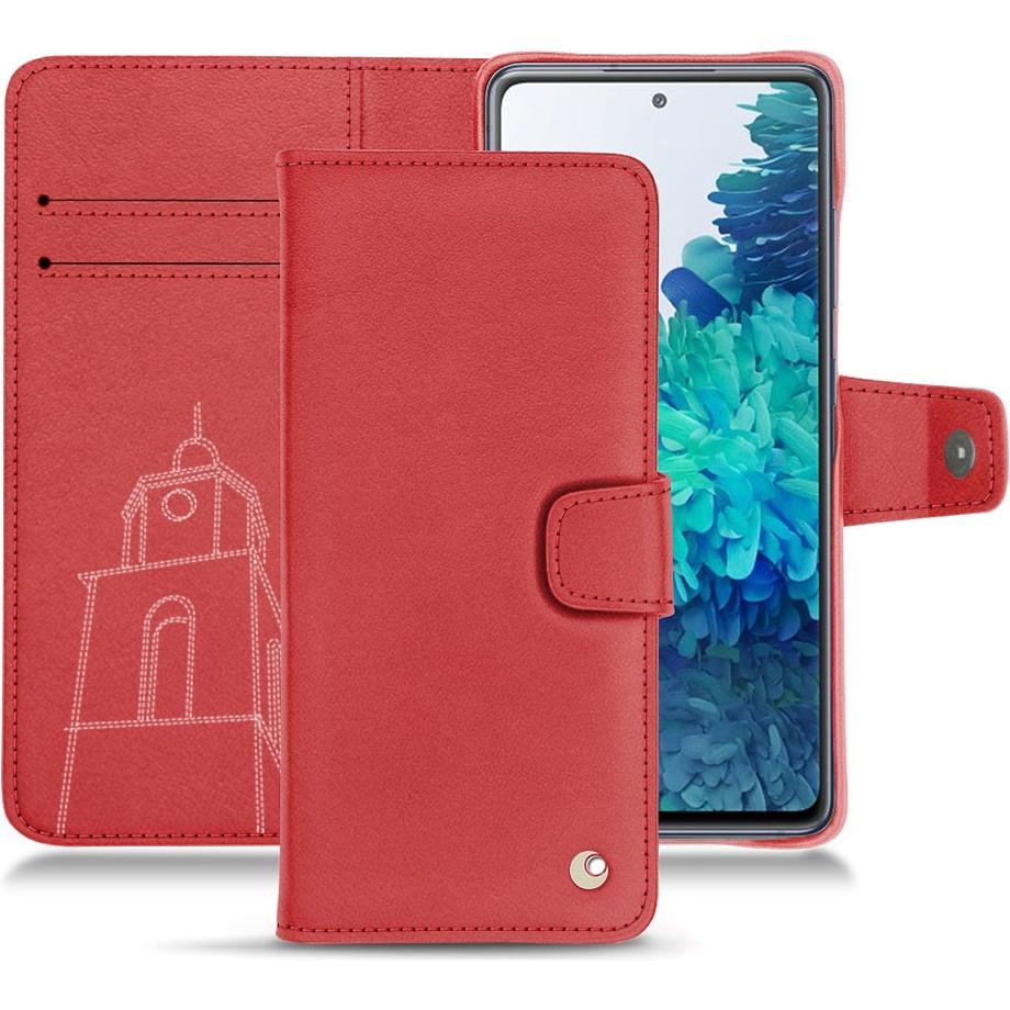 Noreve Lederschutzhülle Wallet (Samsung Galaxy S20 FE), Smartphone Hülle, Rot