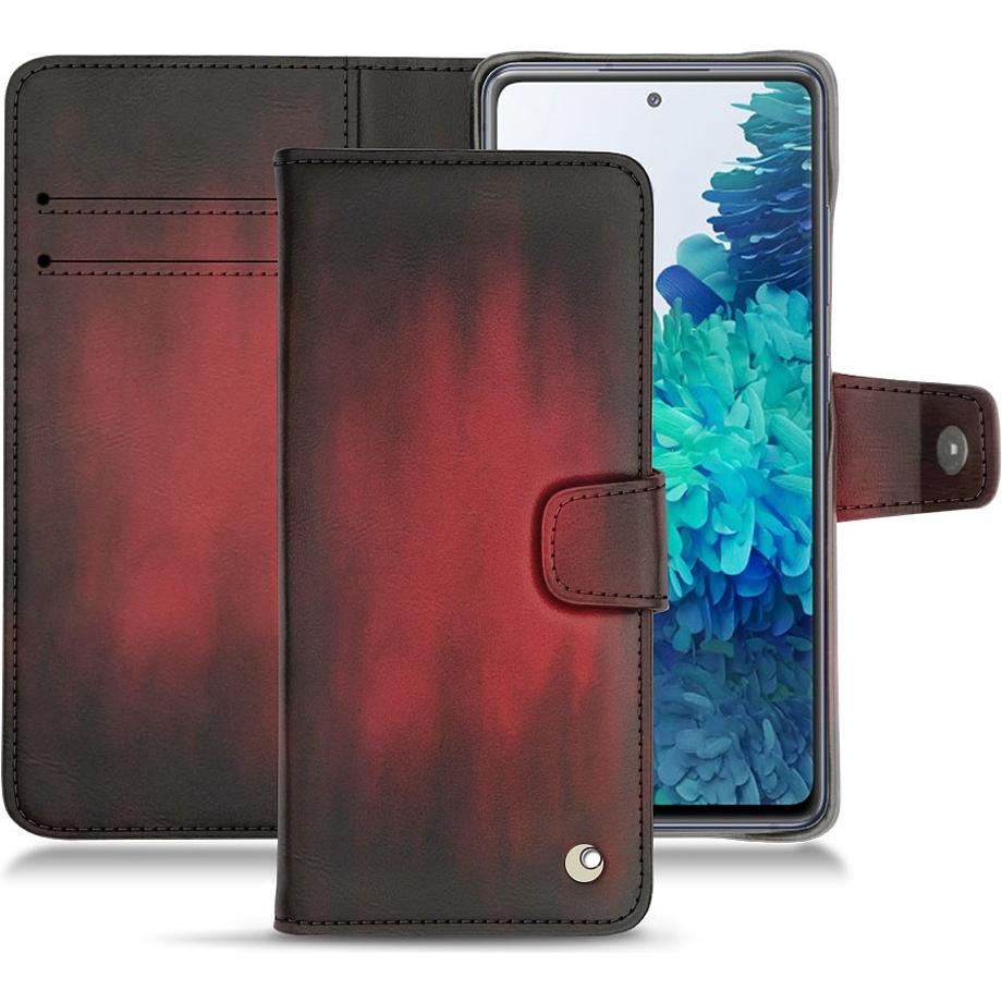 Noreve Lederschutzhülle Wallet (Samsung Galaxy S20 FE), Smartphone Hülle, Rot