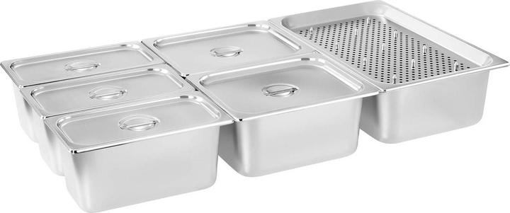 Produktbild Royal Catering Bain Marie Speisenwärmer Wärmetheke Gastro 2.900 W 6 Behälter + Fleischaufsatz