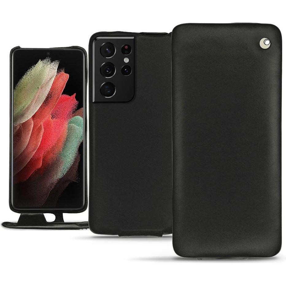 Noreve Lederschutzhülle vertikal (Samsung Galaxy S21 Ultra), Smartphone Hülle, Schwarz
