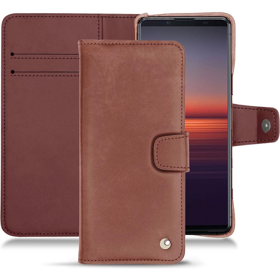 Noreve Lederschutzhülle Wallet (Sony Xperia 5 II), Smartphone Hülle, Rot