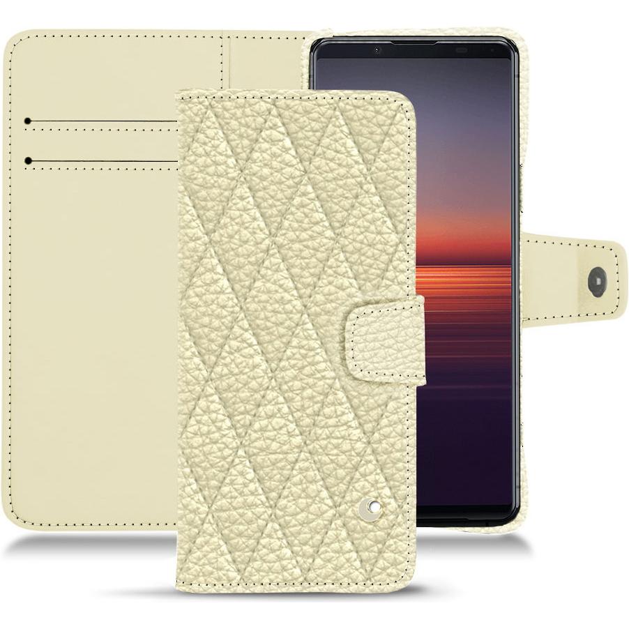 Noreve Lederschutzhülle Wallet (Sony Xperia 5 II), Smartphone Hülle, Weiss