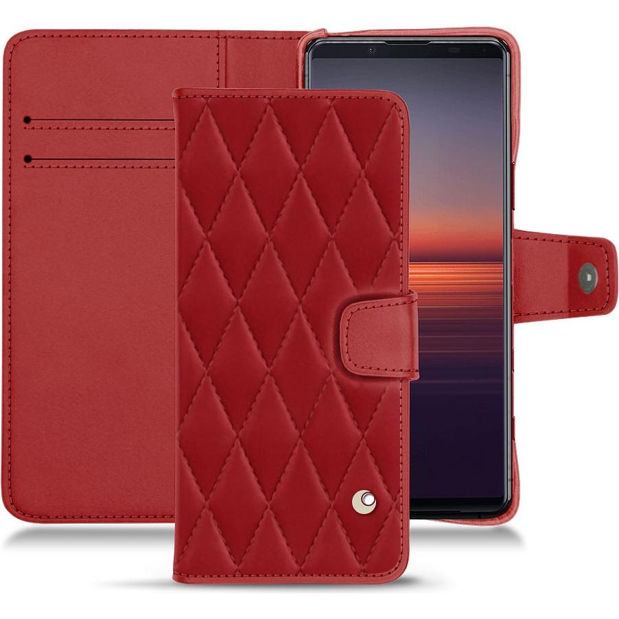 Noreve Lederschutzhülle Wallet (Sony Xperia 5 II), Smartphone Hülle, Rot