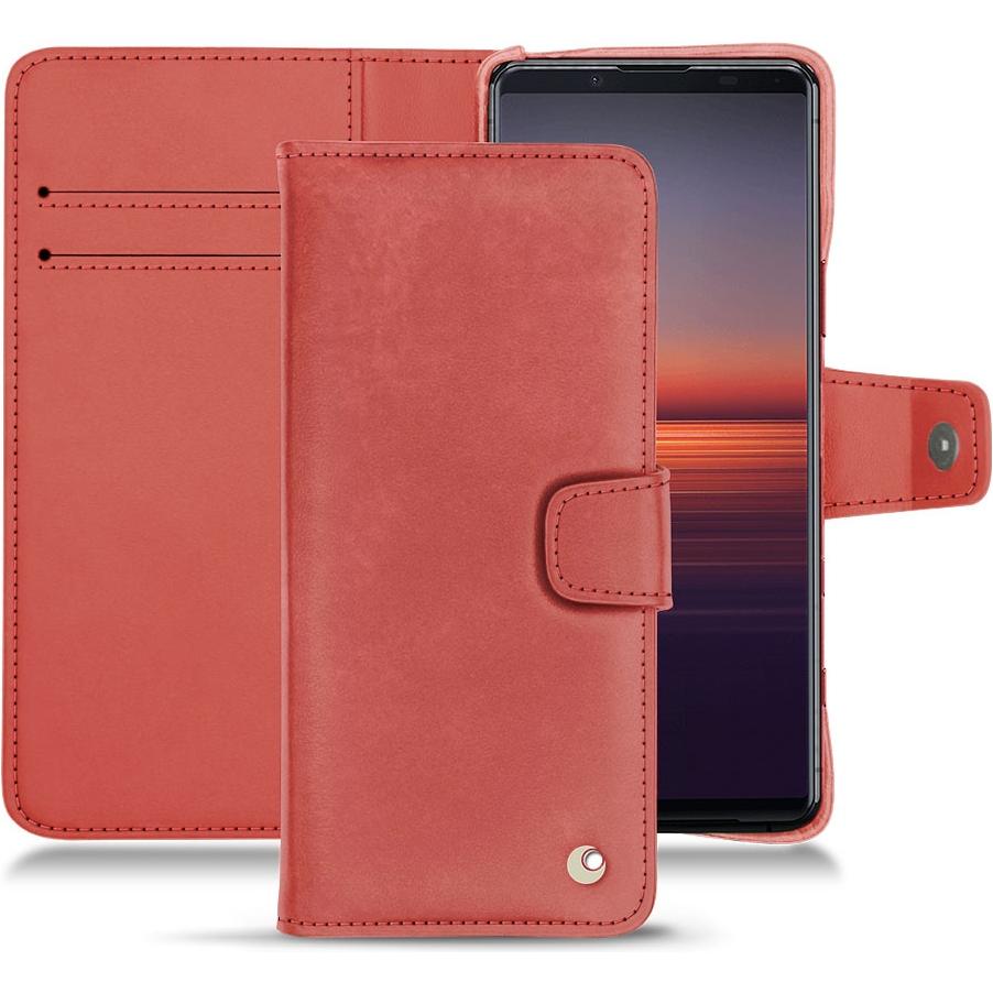 Noreve Lederschutzhülle Wallet (Sony Xperia 5 II), Smartphone Hülle, Rot