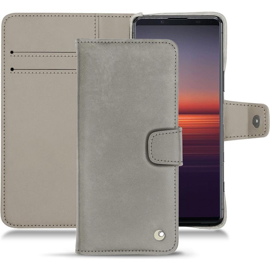 Noreve Lederschutzhülle Wallet (Sony Xperia 5 II), Smartphone Hülle, Grau