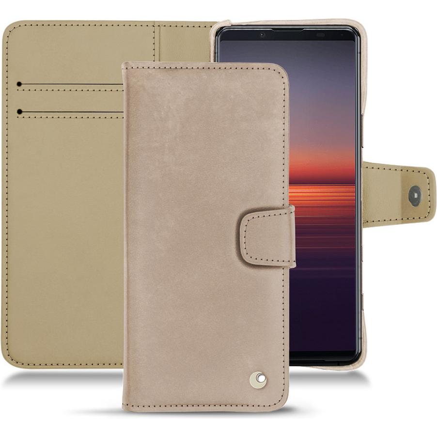 Noreve Lederschutzhülle Wallet (Sony Xperia 5 II), Smartphone Hülle, Beige