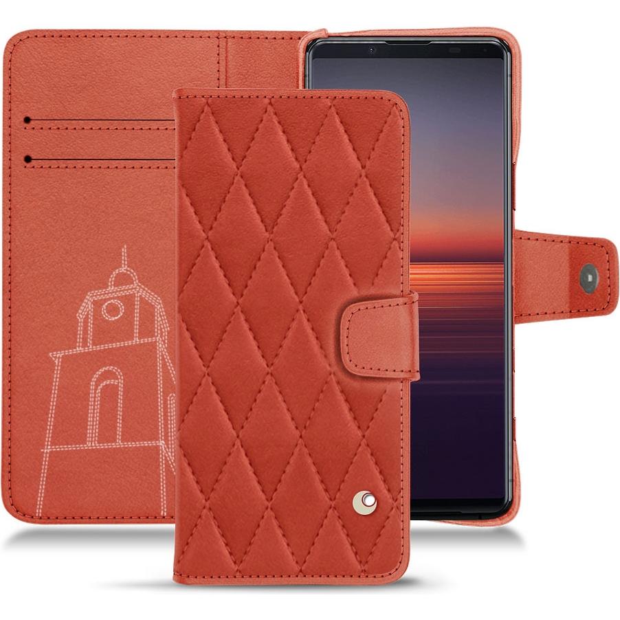 Noreve Lederschutzhülle Wallet (Sony Xperia 5 II), Smartphone Hülle, Orange