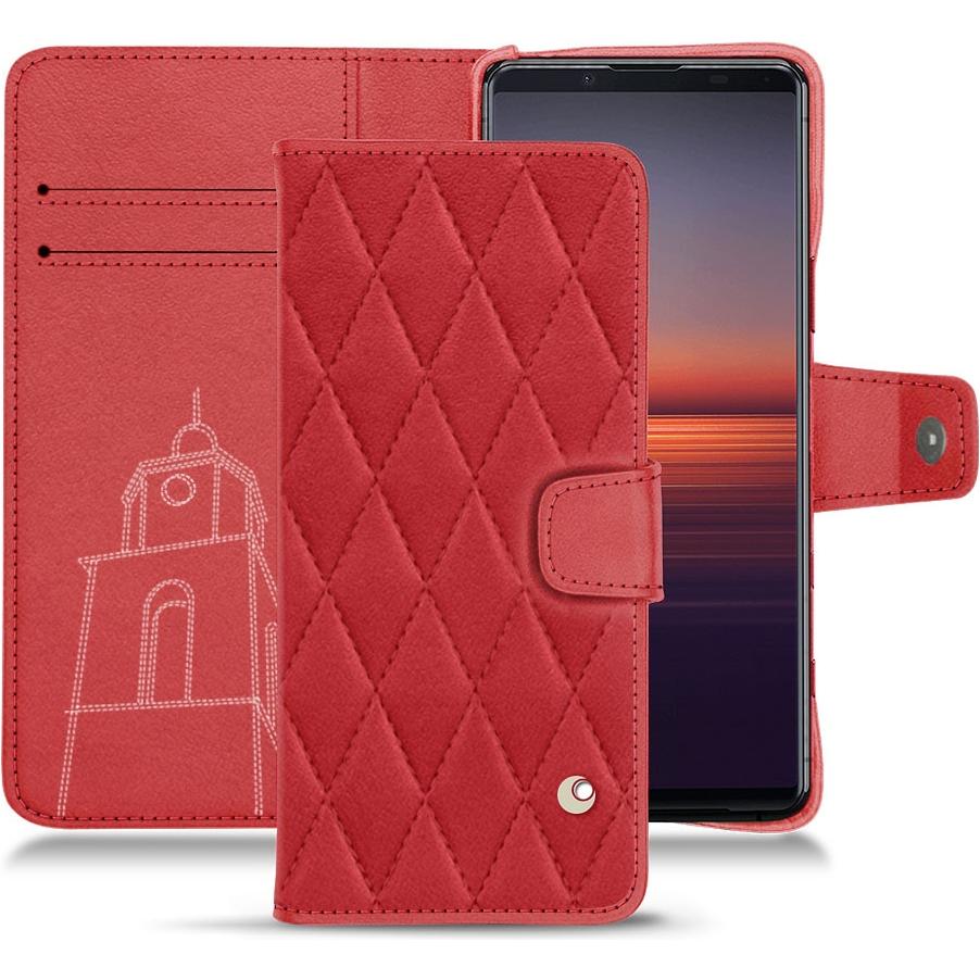 Noreve Lederschutzhülle Wallet (Sony Xperia 5 II), Smartphone Hülle, Rot