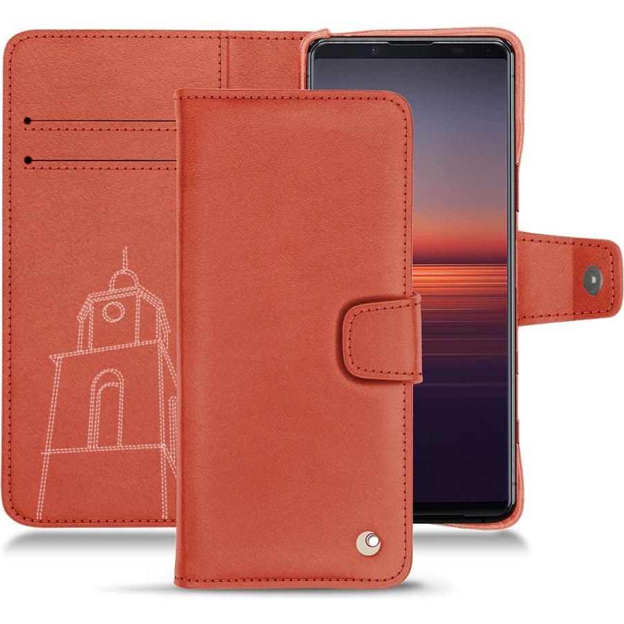 Noreve Lederschutzhülle Wallet (Sony Xperia 5 II), Smartphone Hülle, Orange