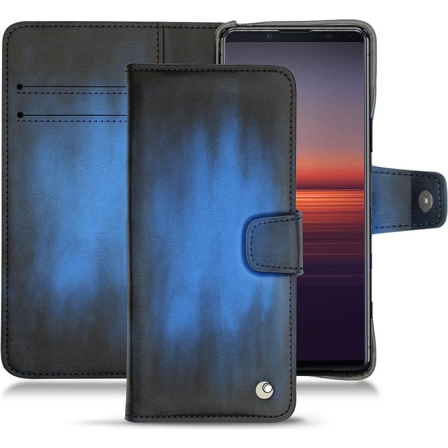 Noreve Lederschutzhülle Wallet (Sony Xperia 5 II), Smartphone Hülle, Blau