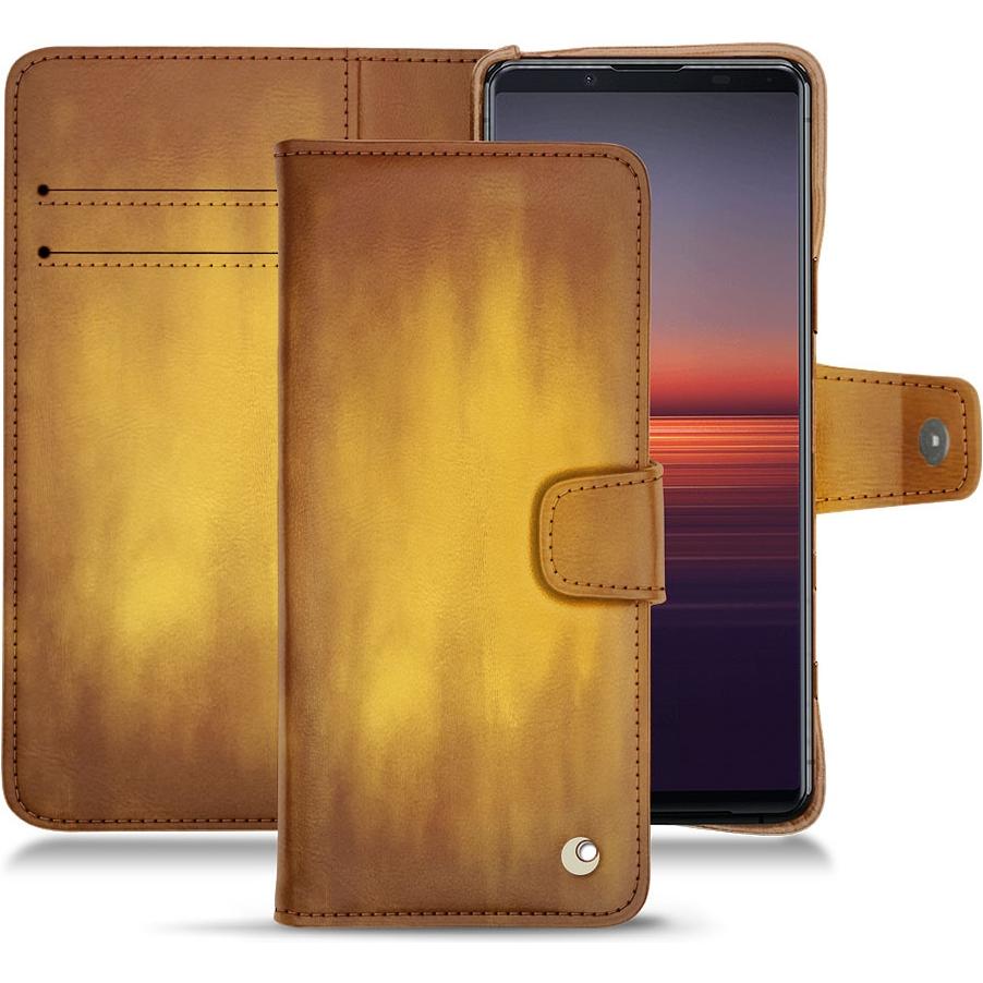 Noreve Lederschutzhülle Wallet (Sony Xperia 5 II), Smartphone Hülle, Gold