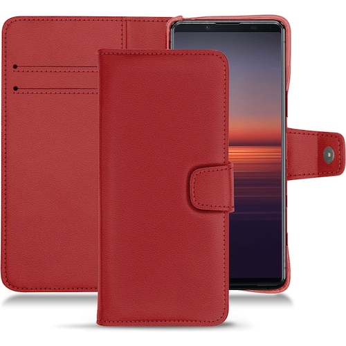 Noreve Lederschutzhülle Wallet (Sony Xperia 5 II), Smartphone Hülle, Rot