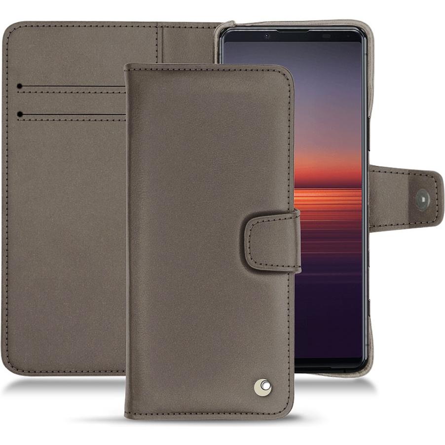 Noreve Lederschutzhülle Wallet (Sony Xperia 5 II), Smartphone Hülle, Grau