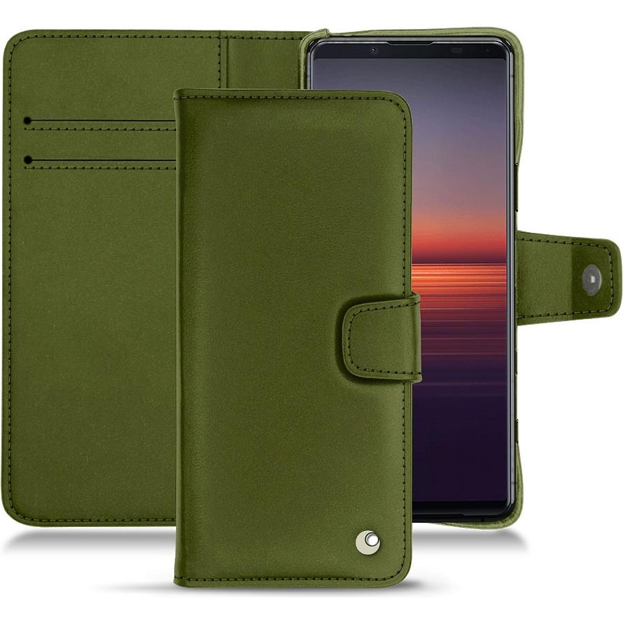 Noreve Lederschutzhülle Wallet (Sony Xperia 5 II), Smartphone Hülle, Grün