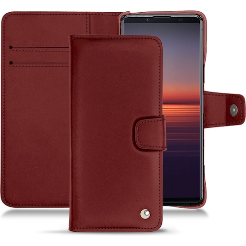 Noreve Lederschutzhülle Wallet (Sony Xperia 5 II), Smartphone Hülle, Rot