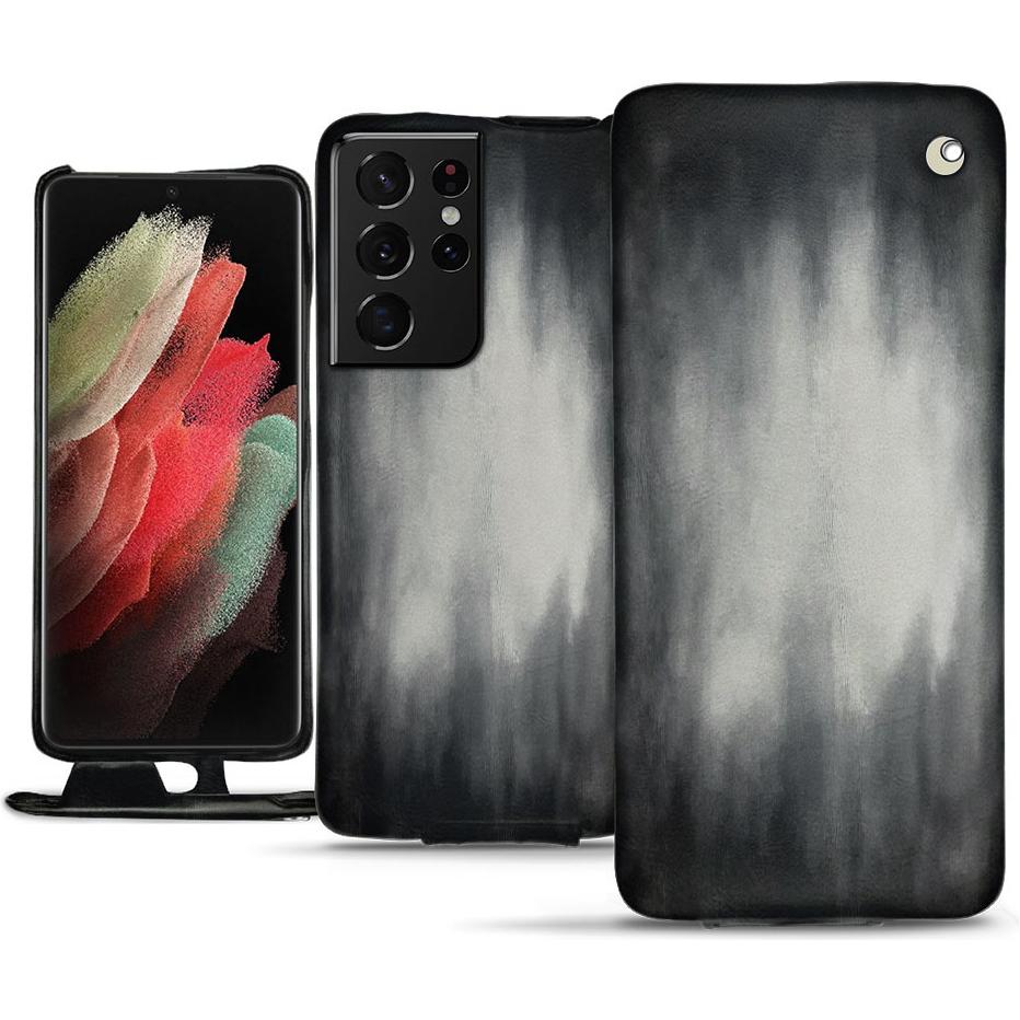 Noreve Lederschutzhülle vertikal (Samsung Galaxy S21 Ultra), Smartphone Hülle, Grau
