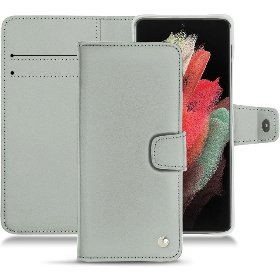 Noreve Lederschutzhülle Wallet (Samsung Galaxy S21 Ultra), Smartphone Hülle, Grau