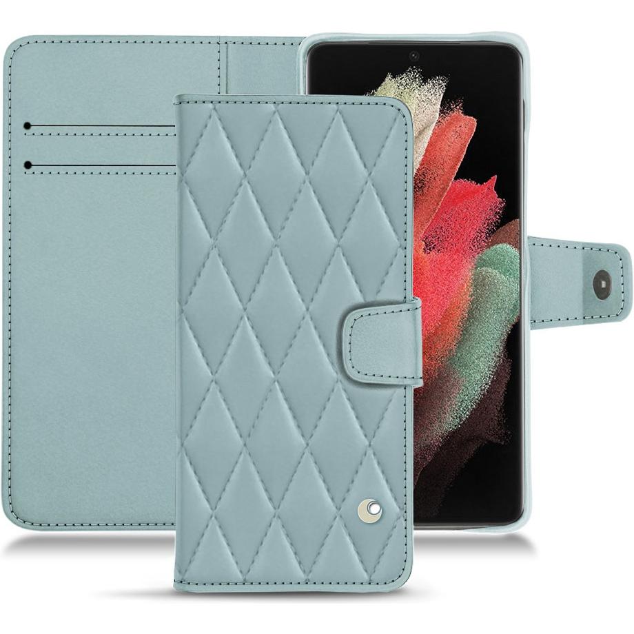 Noreve Lederschutzhülle Wallet (Samsung Galaxy S21 Ultra), Smartphone Hülle, Blau