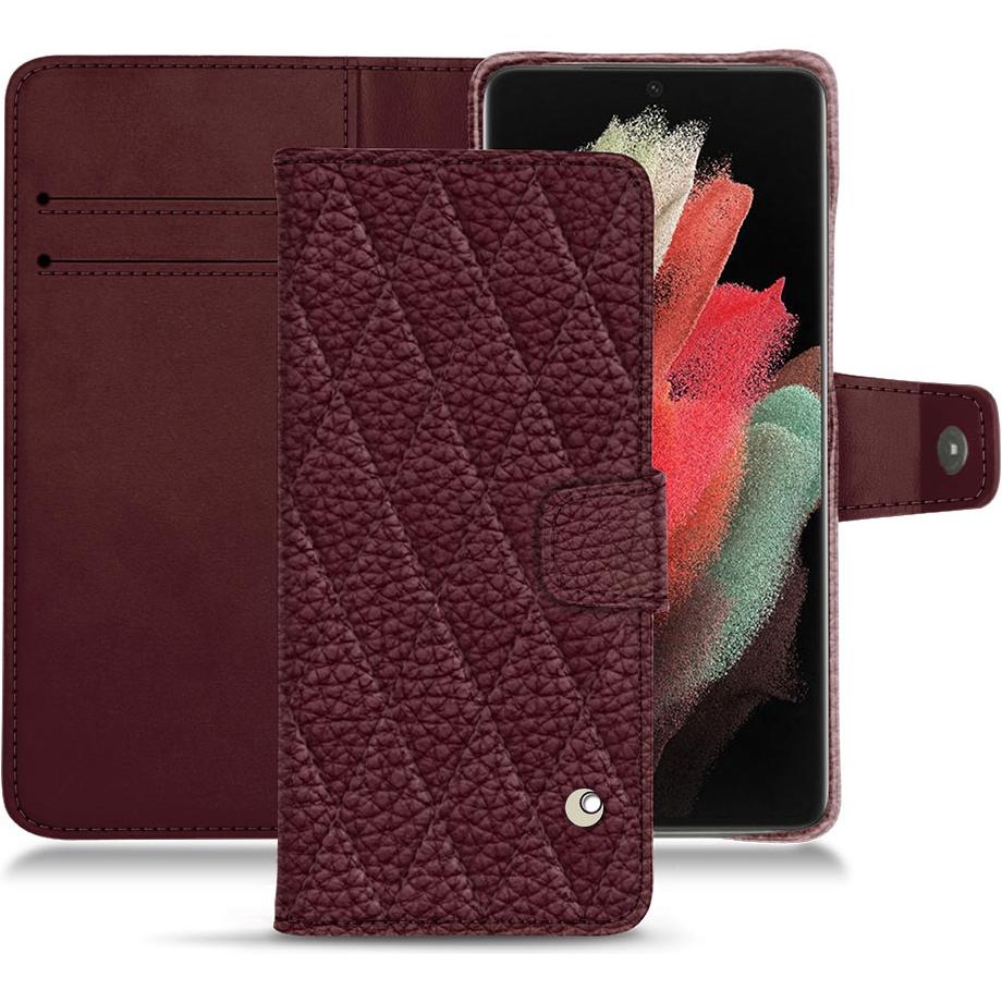 Noreve Lederschutzhülle Wallet (Samsung Galaxy S21 Ultra), Smartphone Hülle, Violett