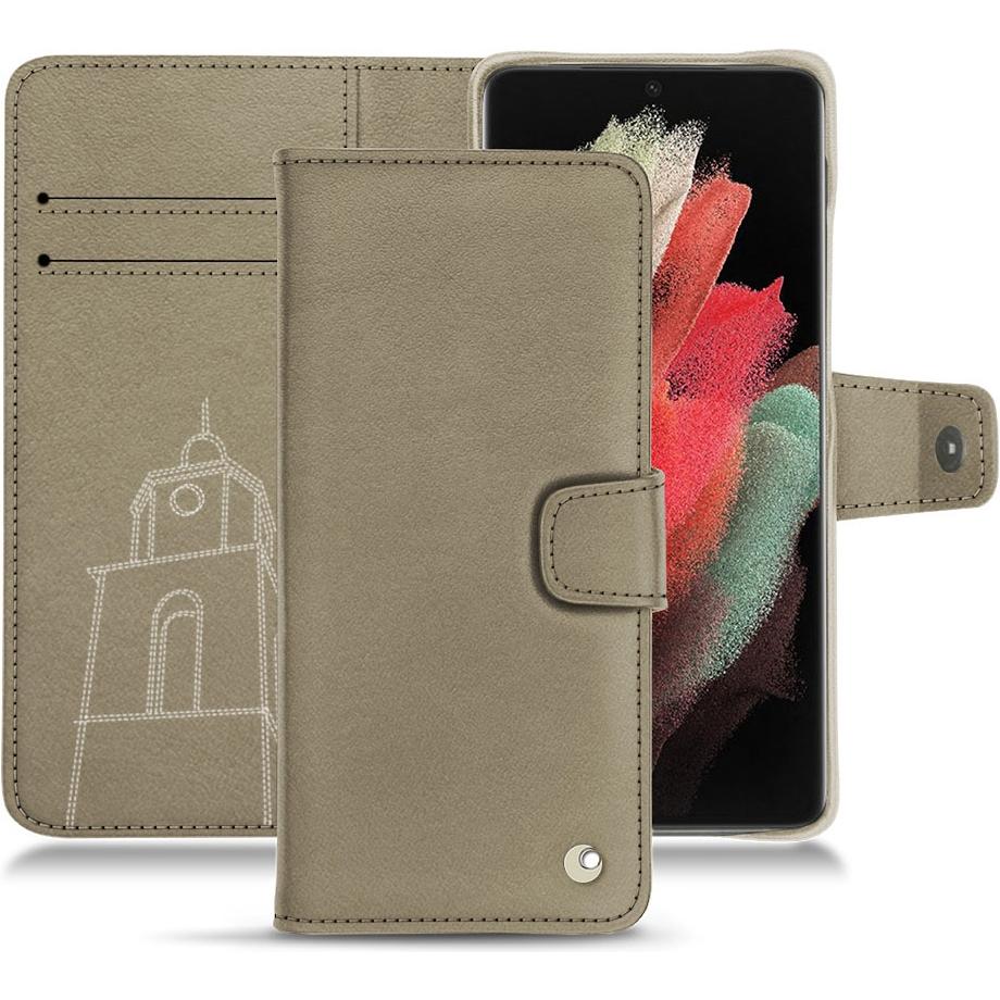 Noreve Lederschutzhülle Wallet (Samsung Galaxy S21 Ultra), Smartphone Hülle, Beige