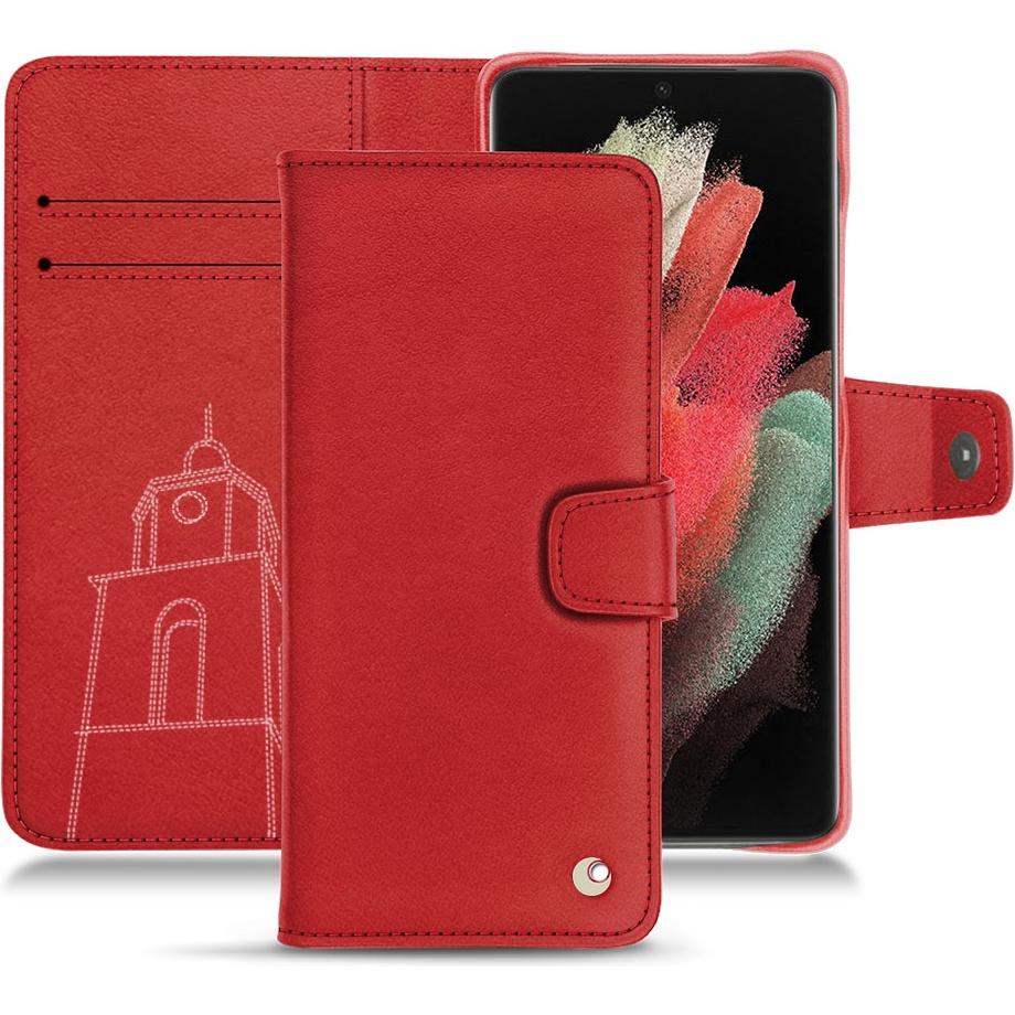 Thumbnail - Noreve Lederschutzhülle Wallet (Samsung Galaxy S21 Ultra), Smartphone Hülle, Rot
