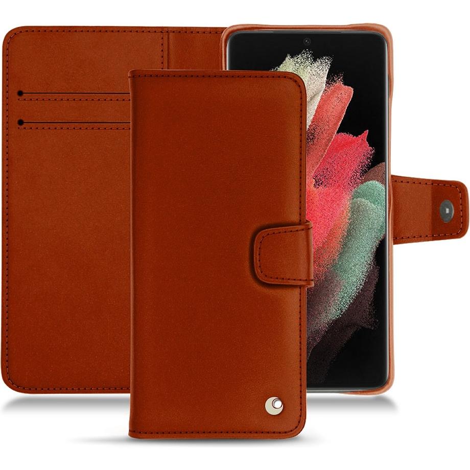 Noreve Lederschutzhülle Wallet (Samsung Galaxy S21 Ultra), Smartphone Hülle, Orange