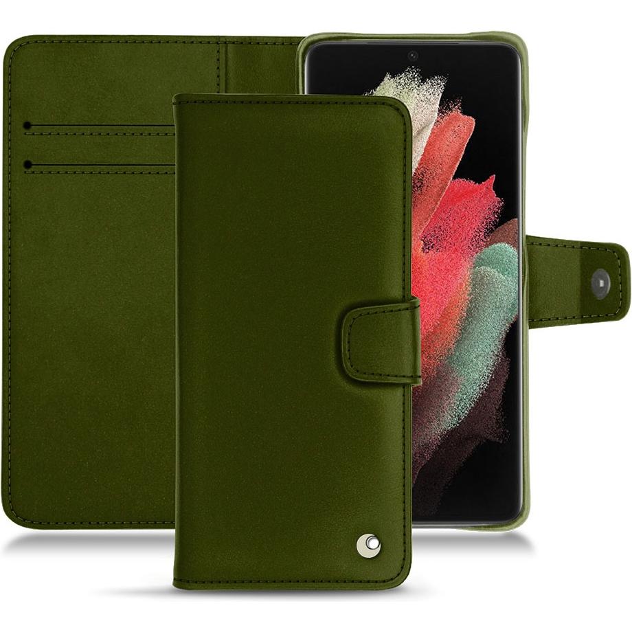 Noreve Lederschutzhülle Wallet (Samsung Galaxy S21 Ultra), Smartphone Hülle, Grün