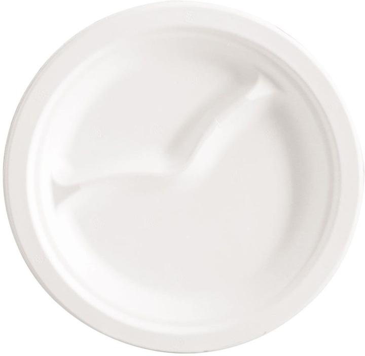 Image du produit Naturestar Assiette jetable en fibre de canne à sucre ronde 2 compartiments DM 22cm UE=50 pièces blanc (50 x)