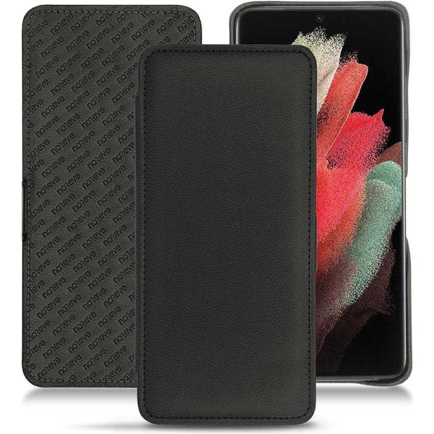 Noreve Lederschutzhülle horizontal (Samsung Galaxy S21 Ultra), Smartphone Hülle, Schwarz