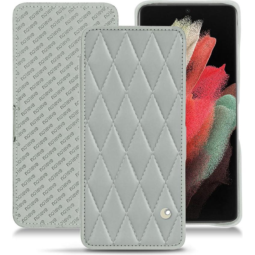 Noreve Lederschutzhülle horizontal (Samsung Galaxy S21 Ultra), Smartphone Hülle, Grau