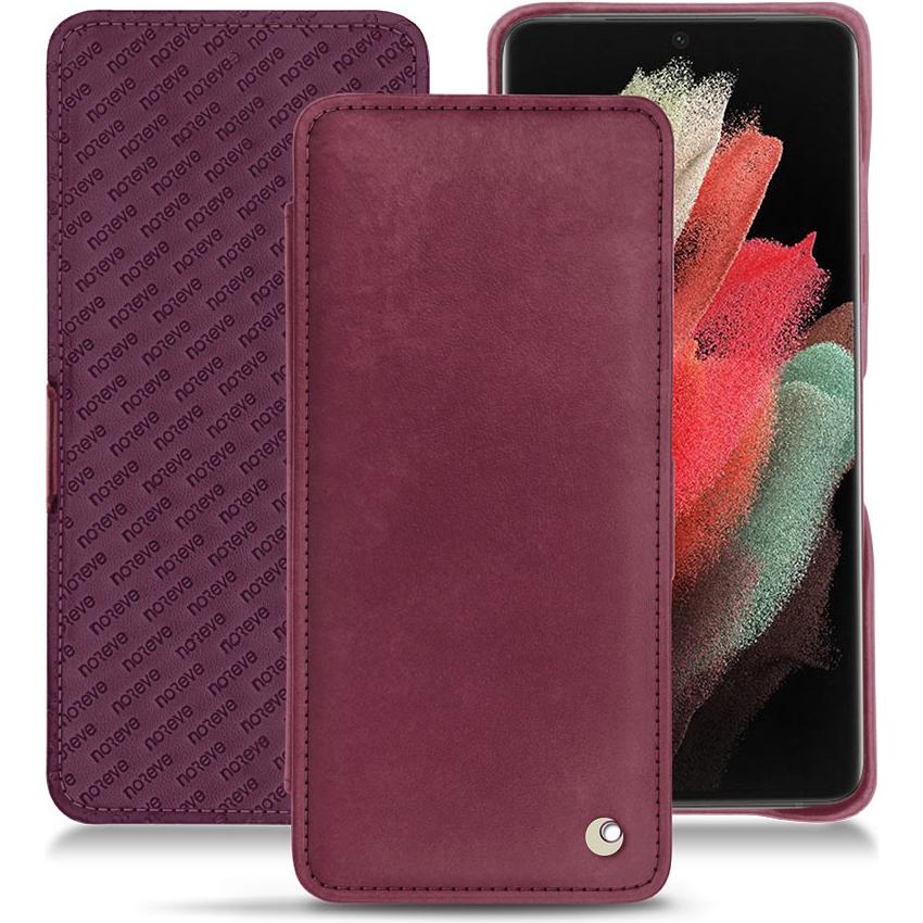 Noreve Lederschutzhülle horizontal (Samsung Galaxy S21 Ultra), Smartphone Hülle, Violett