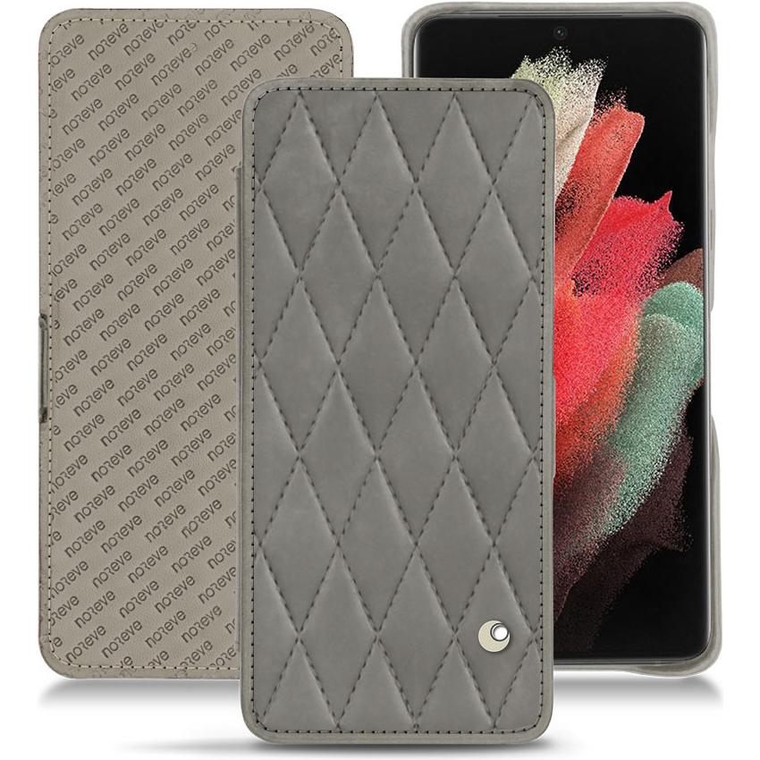 Noreve Lederschutzhülle horizontal (Samsung Galaxy S21 Ultra), Smartphone Hülle, Grau
