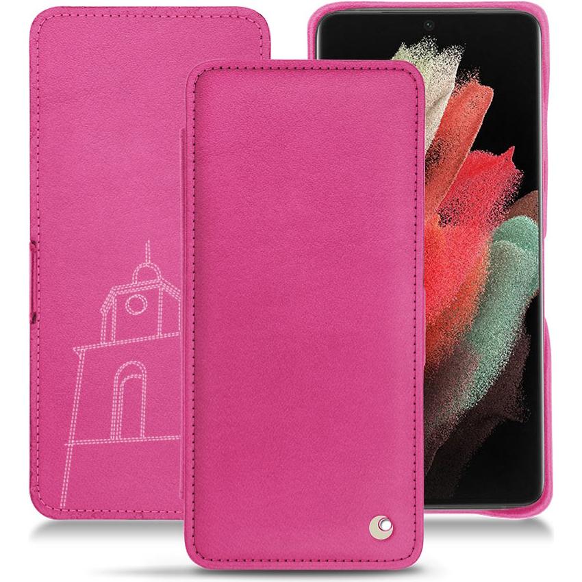 Noreve Lederschutzhülle horizontal (Samsung Galaxy S21 Ultra), Smartphone Hülle, Rosa