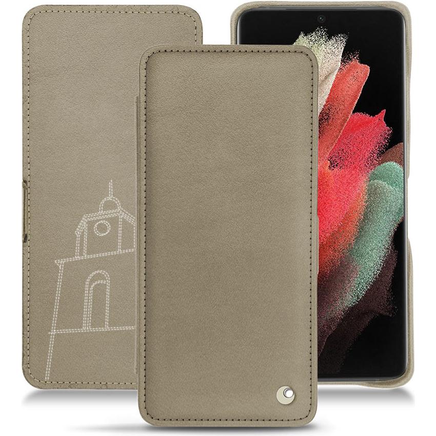 Noreve Lederschutzhülle horizontal (Samsung Galaxy S21 Ultra), Smartphone Hülle, Beige