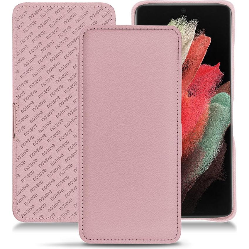 Noreve Lederschutzhülle horizontal (Samsung Galaxy S21 Ultra), Smartphone Hülle, Rosa