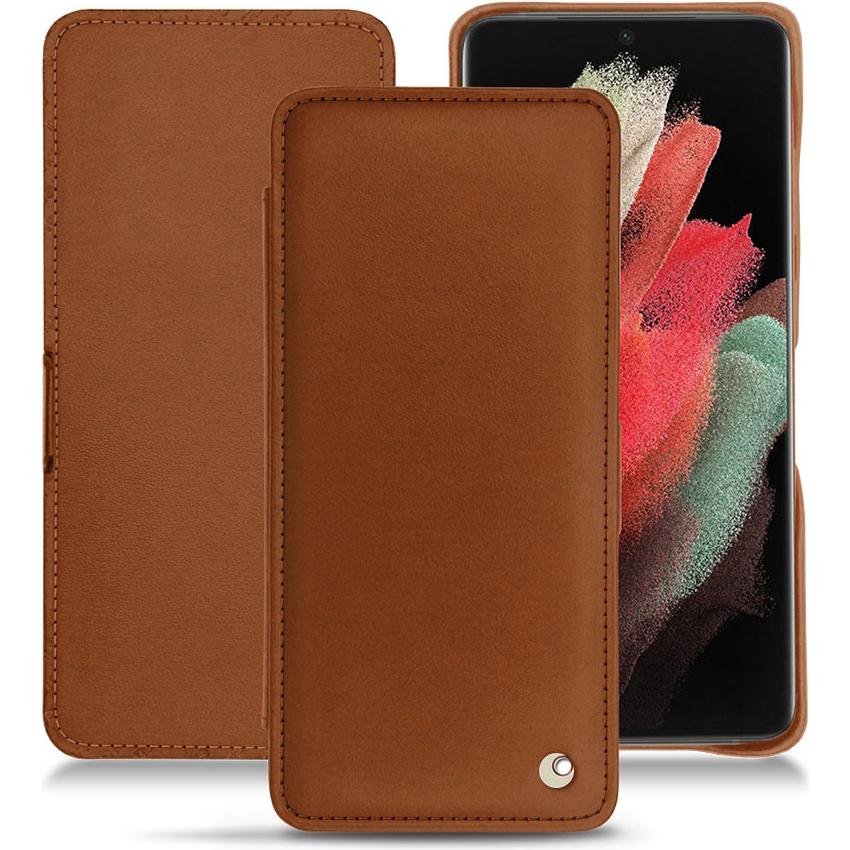 Noreve Lederschutzhülle horizontal (Samsung Galaxy S21 Ultra), Smartphone Hülle, Braun
