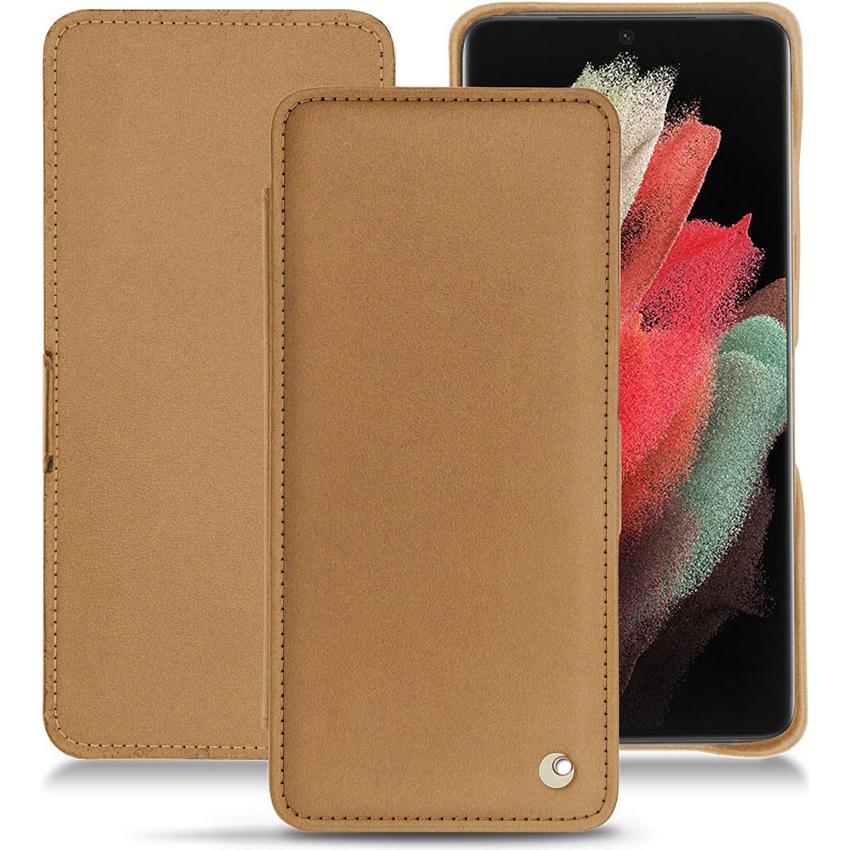 Noreve Lederschutzhülle horizontal (Samsung Galaxy S21 Ultra), Smartphone Hülle, Beige