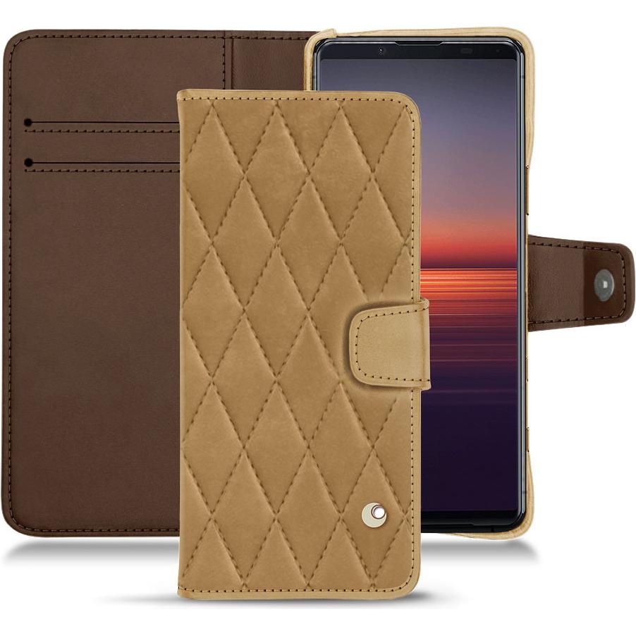 Noreve Lederschutzhülle Wallet (Sony Xperia 5 II), Smartphone Hülle, Braun