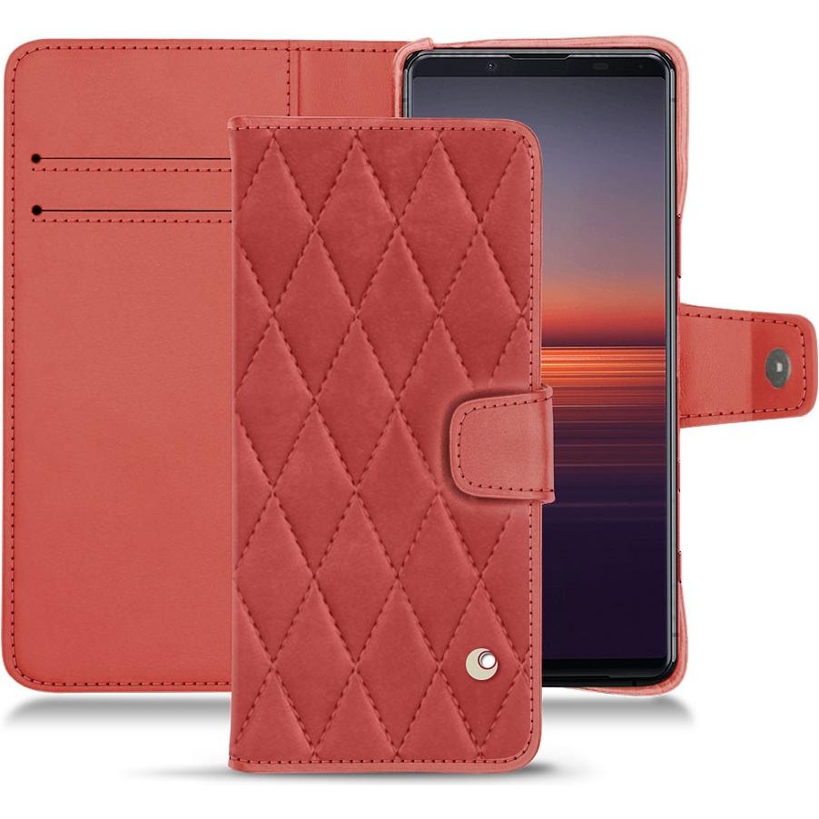 Noreve Lederschutzhülle Wallet (Sony Xperia 5 II), Smartphone Hülle, Rot