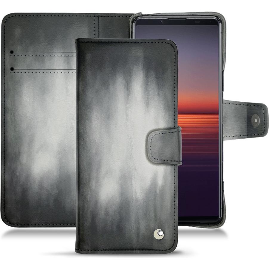 Noreve Lederschutzhülle Wallet (Sony Xperia 5 II), Smartphone Hülle, Grau