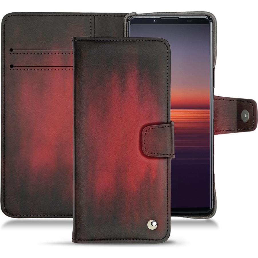 Noreve Lederschutzhülle Wallet (Sony Xperia 5 II), Smartphone Hülle, Rot