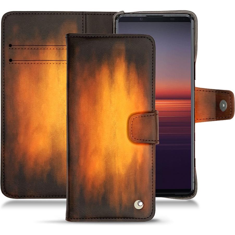 Noreve Lederschutzhülle Wallet (Sony Xperia 5 II), Smartphone Hülle, Violett