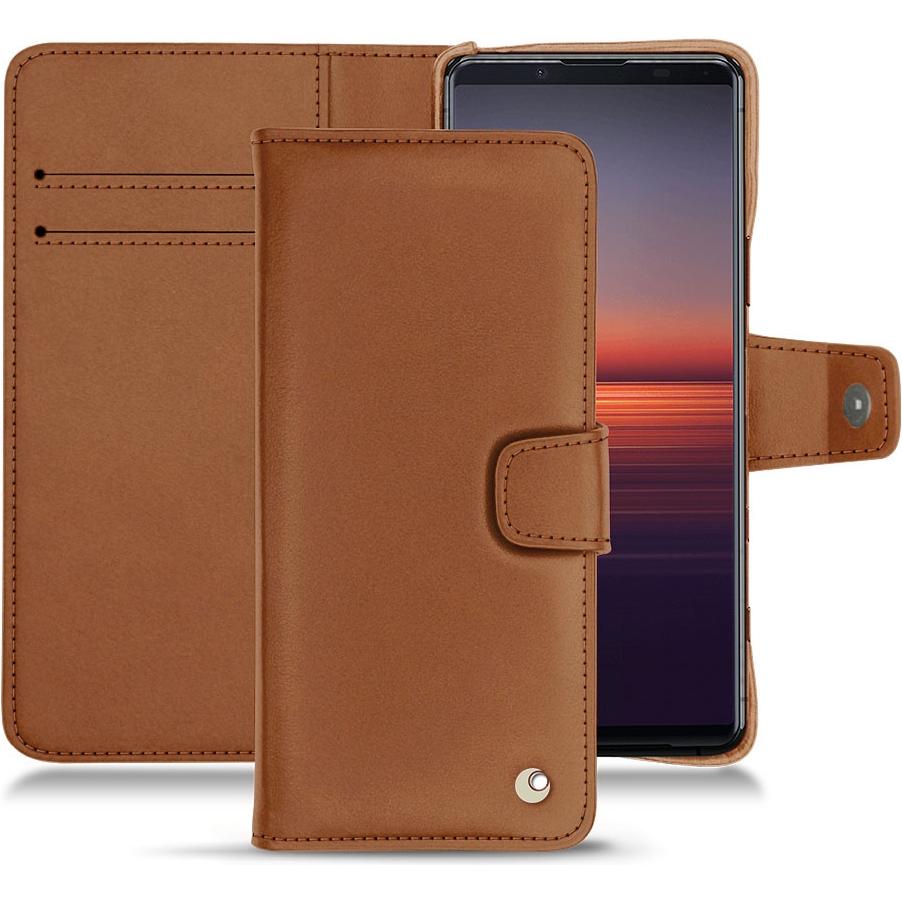 Noreve Lederschutzhülle Wallet (Sony Xperia 5 II), Smartphone Hülle, Braun